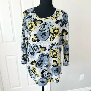 Ann Taylor  Loft Floral Pure Linen Knitted Top